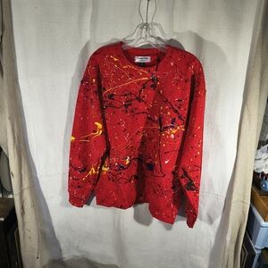 Unisex Large Red Sweatshirt With Unique Street Wear Art By Timothy Designs